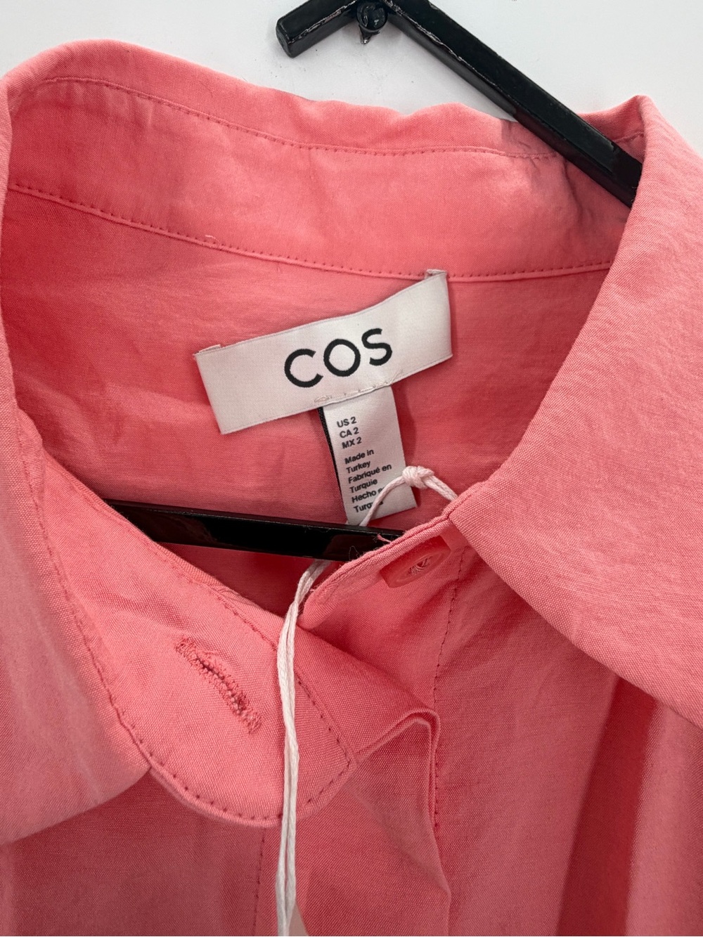 Cos Belted Short Sleeve Button Placket Midi Shirt Dress In Light Pink